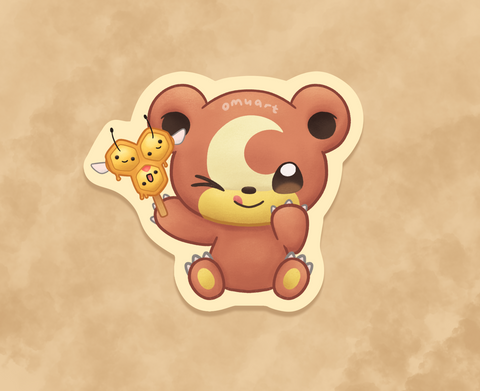 Teddiursa Sticker - Matte, Vinyl