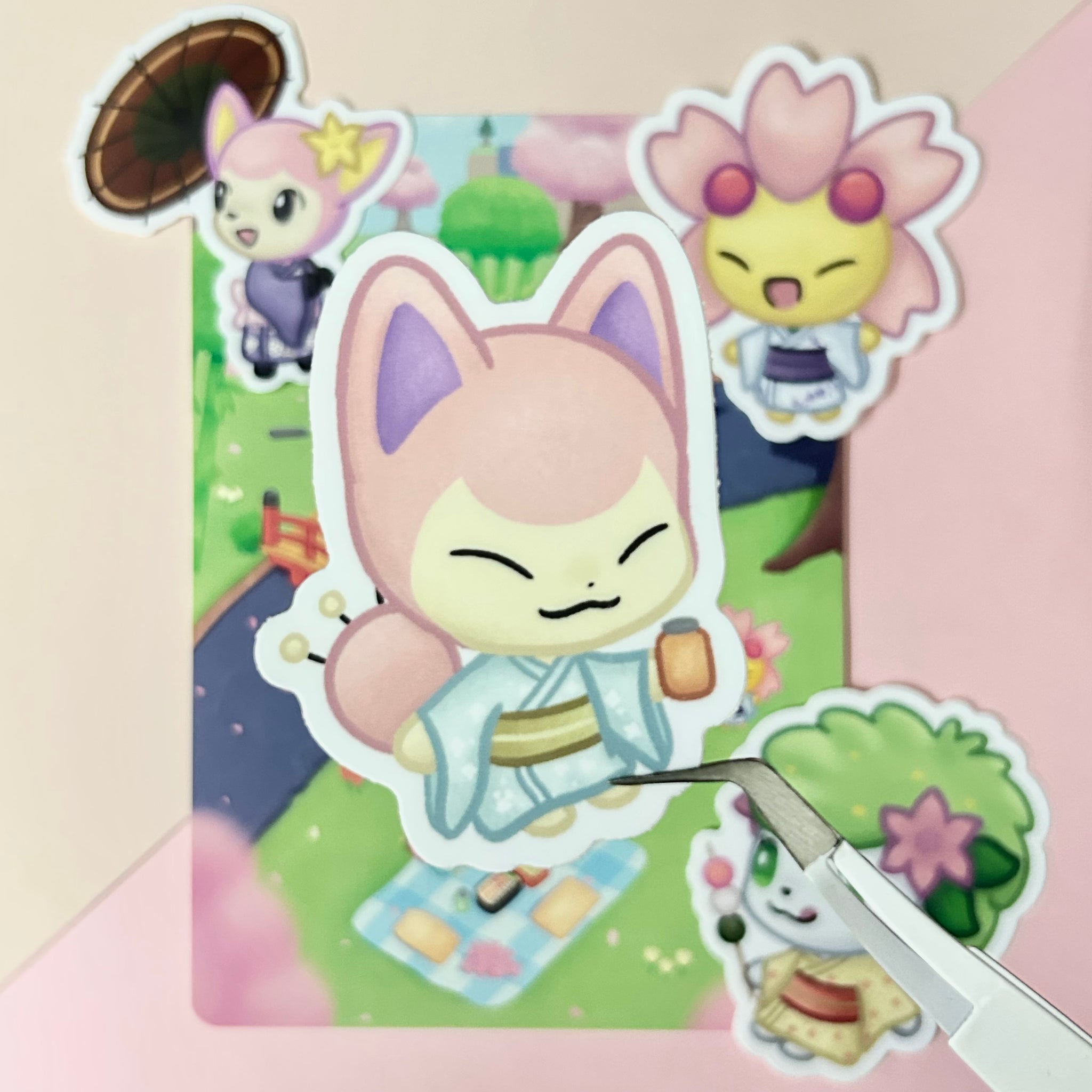 #300 AC Skitty Cherry Blossom Sakura Edition Sticker - Matte, Vinyl